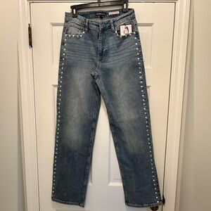 BCBGeneration Blue Wide Leg Jeans with Stud Details